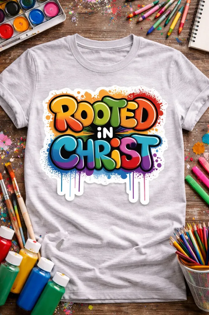 Rooted in Christ T-Shirt – Colossians 2:7 Edition