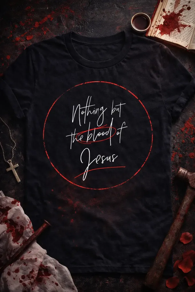 Nothing But the Blood of Jesus T-Shirt – Revelation 12:11 Edition