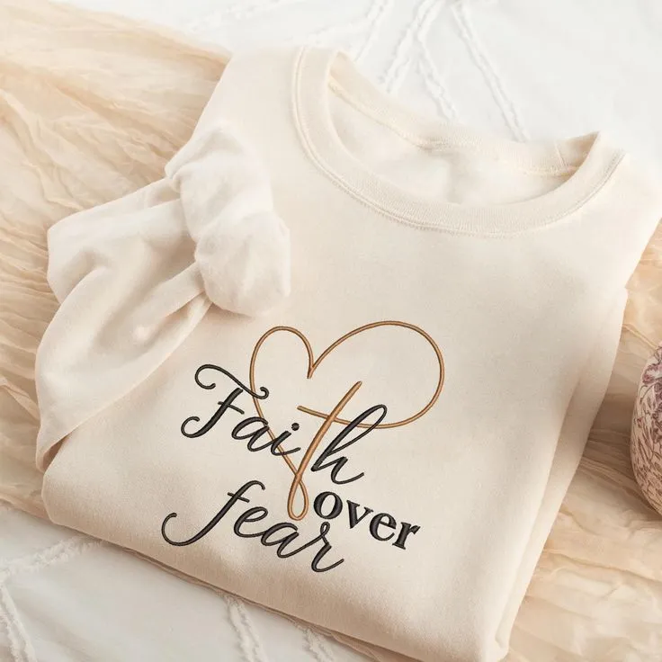 Faith Over Fear Crewneck Sweater – 2 Timothy 1:7 Edition (Green)