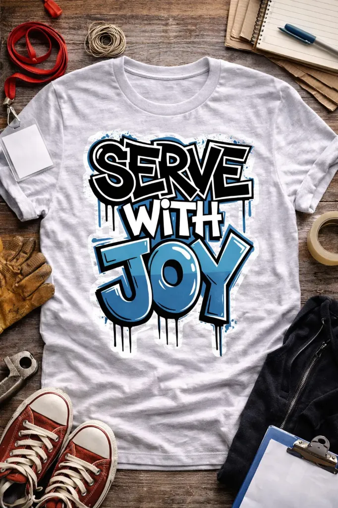 Serve with Joy T-Shirt – Psalm 100:2 Edition