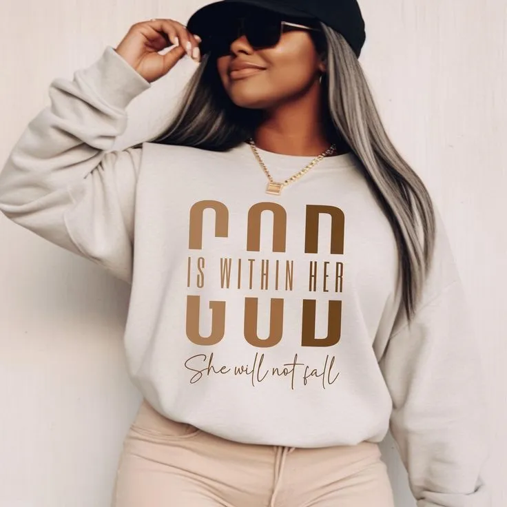 God Is Within Her Crewneck Sweater – Psalm 46:5 Edition (Green)