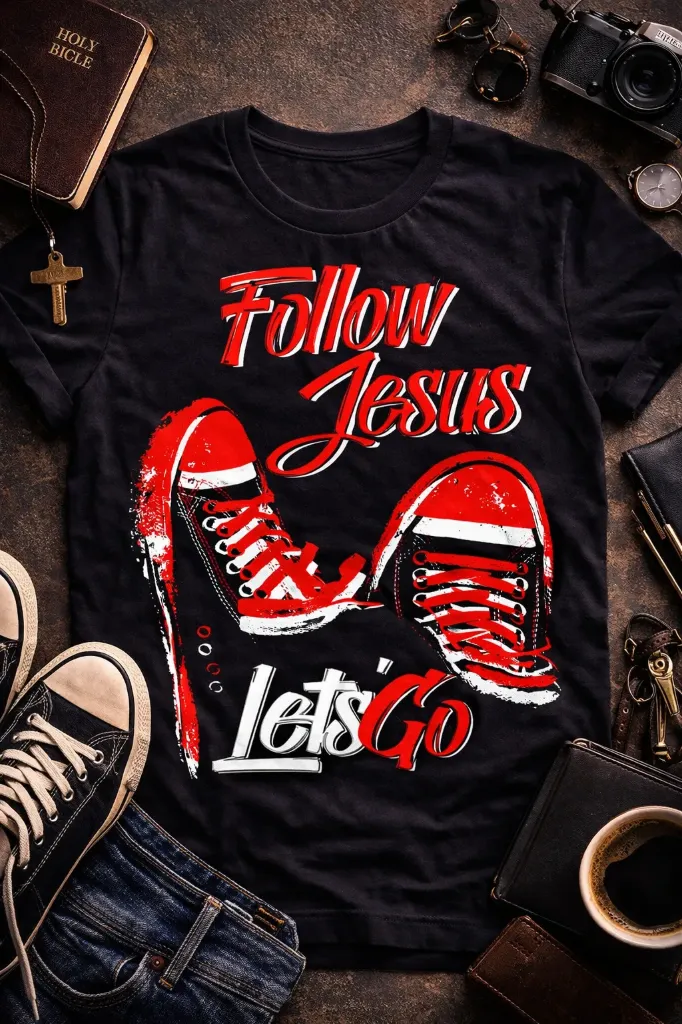 Follow Jesus Let’s Go T-Shirt – Matthew 4:19 Edition