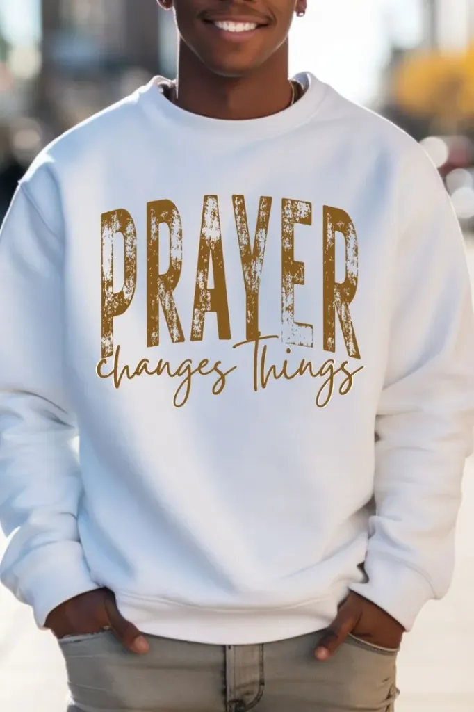 Prayer Changes Things Crewneck Sweater – James 5:16 Edition (Green)