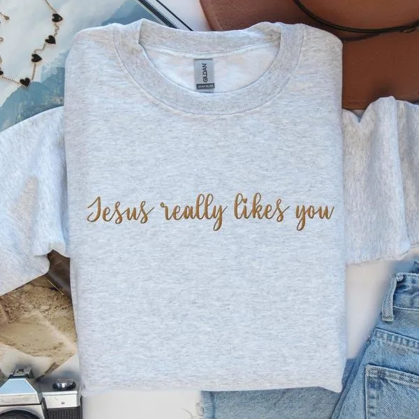 Jesus Really Likes You Crewneck – Zephaniah 3:17 Edition (Green)