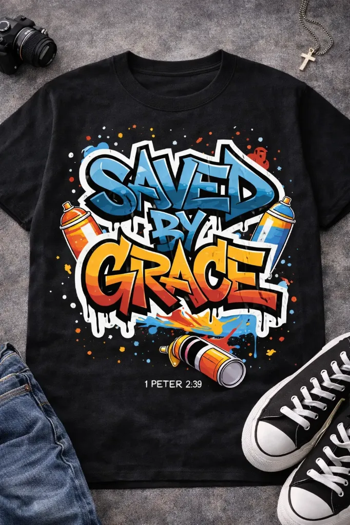 Saved By Grace T-Shirt – Ephesians 2:8 Edition (Green, S)