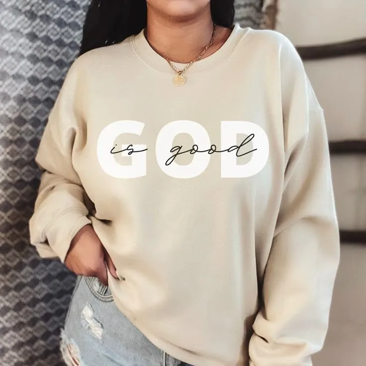God Is Good Crewneck Sweater – Psalm 136:1 Edition (Green)